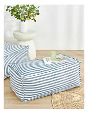 [Cadence & Co.] Oscar Faux Linen Ottoman Bean Bag Cover in Navy