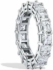 [HEARTS AND YOU] 4.9ct Asscher Cut Moissanite Wedding Ring Band Full Eternity White Gold Plated