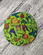 Tortilla Microwave Warmer 10" Round Aztec Coyote Armadillo Cat Turtle on Lime