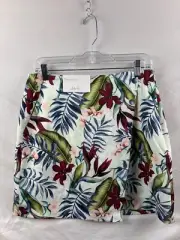 Lady Hagen Womens Skort White Floral 16" Palm Overlap Snap Golf Skirt Size 6 NWT