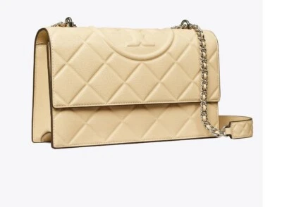 TORY BURCH Fleming quilted leather convertible shoulder crossbody bag -Vanilla