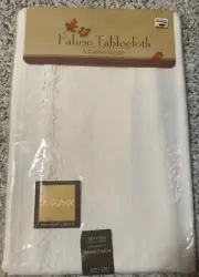 NEW Elrene Home Fashions Autumn Foliage Ivory SQUARE Fabric Tablecloth 52"X 52"