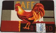 TEXTURED PRINTED KITCHEN RUG (nonskid back)(18"x30") CAFE ROOSTER, rect. by AH
