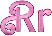 Pink Cursive Letters Embroidered Iron On Patches Applique Clothes Dress Hat Jeans Sewing Alphabet Letter (Aa-Zz) Applique Accessory (Rr)
