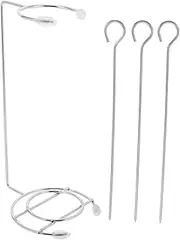 BBQ Skewers Stainless Steel Metal Skewer Holder Kebab Hanger for Barbecue Easy Cleaning