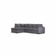 Christo Corner L shaped 3 Seater Easy Pull Out Sofa Bed with LHF Chaise Lounge Couch Upholstered Cover - Dark Grey