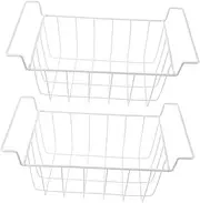 LABRIMP 2Sets Stackable Metal Wire Baskets for Efficient Food Storage Hanging Design for Chest Freezers and Easy to Clean Storage Bins for Kitchen Organization