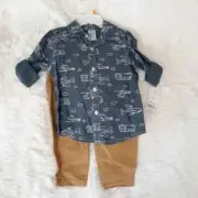CARTER'S BABY 2pc Button Shirt & Pants, "BABY BOY" (Size 12M) ~ NEW WITH TAGS!!!