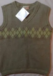 Possumdown Merino Wool/Possum Fir Kids Argyle Sweater Vest Vtg NWT New Zealand