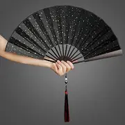 Aluminum Alloy Folding Fan Chinese Self-Defense Force Kung Fu Fan Silk Folding Fan Waterproof Tear Resistant Emergency Tool Swallowtail Tip Shape Travel Cooling 11.8 Inch