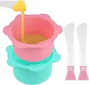 Adorila 2 Pack Silicone Wax Warmer Pot, Waxing Replacement Bowl with Silicone Spatulas, Reuse Wax Pot for Hair Removal