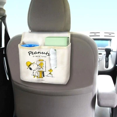 Peanuts Snoopy Double Tissue Pocket Car Seat Back Organiser Holder Bag