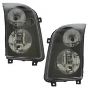 VW Crafter Van 2006-2016 Headlights Headlamps Black 1 Pair Drivers & Passenger