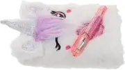 HOODANCOS 1 Set Furry Unicorn Diary With Pen Cartoon Scrapbook Kids Plush Notebook Writing Stationery Notepads For Journaling Scrapbooking And Travel For Teen Girls Women