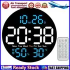 LF# 10 Inch Large Digital Wall Clock Humidity Temperature Date Display (Blue)