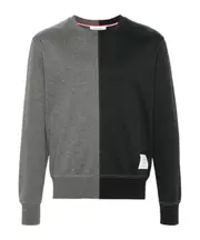 Thom Browne Colour-Block Knitted Jumper 1,2,4,5 Light gray and dark gray