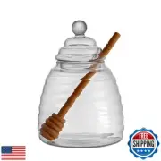 Eachave 16.9 Oz Honey Pot with Dipper, Glass Honey Jar and Dipper Set, Honey