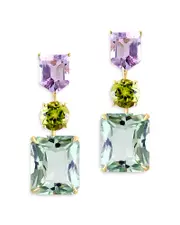 Bloomingdale's Fine Collection Prasiolite, Peridot and Diamond Accent Drop Earrings in 14K Yellow Gold