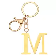 Initial Letter Key Chain Letter A-Z Keychain Initials Keyring, Golden (M)