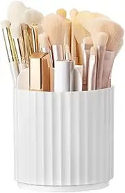 QYINXIU Makeup Brush Holder No Lid, 360 Rotating Makeup Brush Organizer No Cover, Cosmetic Organizer Dustproof, Makeup Brushes Container Spinning Brush Holder for Vanity