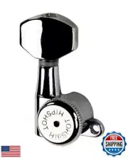Hipshot Grip-Lock 6 inline Enclosed 21mm Post Locking Tuners - Chrome - Non-S