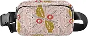 [GuoChe] Fashionable Waist Bag Fanny Pack Men Women Merry Christmas Gold Red Flowers Large Capacity Crossbody Bag Anti Theft Waist Pack with Adjustable Strap for Travel Vacation Running, Merry Christmas142, 8"