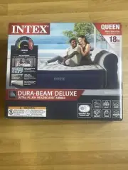 New Intex Dura-Beam Deluxe Ultra Plush Headboard w Built-in Pump 18 in Queen Bed