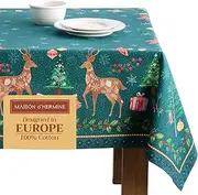Maison d'Hermine Table Cloth Rectangle Table 100% Cotton 60 x 120 Inches Tablecloth Reusable Decorative Everyday Use for Dining Room, Farmhouse, Home, Party, Festive & Wedding - Hygge Christmas