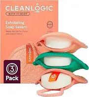 Cleanlogic Bath and Body Exfoliating Soap Savers, allows Longer Lasting Soap Life, Suitable for Dry and Damaged Skin, Reusable, Daily Skincare Routine, Vegan Friendly, Pack of 3