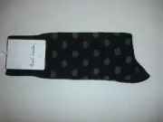 PAUL SMITH BLACK GREY POLKA DOT STRIPES MENS SOCKS NWT