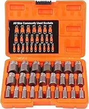 HORUSDY 25-Piece Damaged Screw Extractor Set, Multi-Spline Easy Out Round Bolt Remover Tool Hex Head | 1/8” to 7/8” by 1/32” Increment