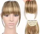 ☆ Women's Synthetic Hair Bangs Clip-In Sideburns Blonde Brown Highlite Wig Piece