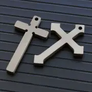 EDC Solid Titanium Alloy CNC Cross Necklace Pendant Bead Keyhain DIY Pendant
