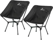 Sportneer Backpack Beach Chair, Backpacking Chair Folding Wide Camping Black