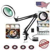 3-Color Dimmable LED Magnifying Glass with 10X Lens - Adjustable Desk Clamp Lamp