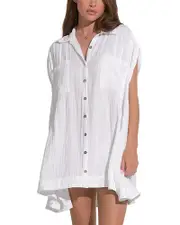 Elan Oversized Button Front Swim Cover-Up Dress