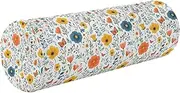 [Caihoyu] Bolster Pillow for Reading Down Neck Roll Pillow Round Pillow Cases Travel Pillow Cylinder Lumbar Support Pillow Florals Dahlia Anemone Butterflies Bees White