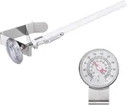 uxcell Bimetal Thermometer with 5in Stainless Steel Stem & 1in Dial, -10-110°C Temperature Range, Shatterproof Plastic Lens with White Sheath- Industrial Grade