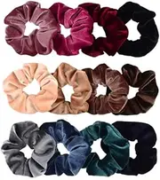 HIDOSNG Scrunchies for Girls, 12 Pcs Hair Scrunchies for Women, Velvet Scrunchies for Hair, Soft Ponytail Holder, Cute Colors Elastic Hair Bands for Teens