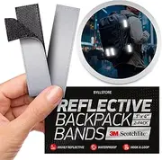 Byllstore Reflective Backpack Bands | 3M Scotchlite Reflectors | Hook-and-Loop Closure | 1x4 Inch Size | 2-Pack (Silver)