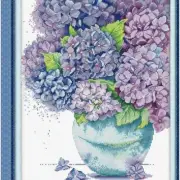 Hydrangea Haven: Beginner's Cross Stitch Kit - Blue-Purple Floral Design - Stamp