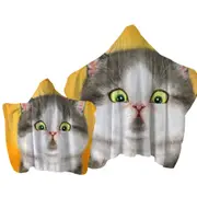 Kittens Art Cute Chubby Grey Cat Towel with Hood