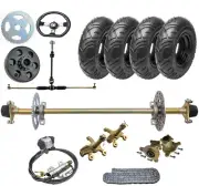 740mm Rear Axle kit Complete 6" Wheels Steering Wheel for GoKart ATV Drift Trike
