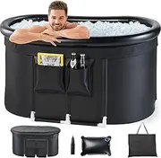 Upgraded XL 118 Gal Ice Bath Tub for Athletes – Portable Cold Plunge Tub for Adults, Oval Ice Bath Tub with Aluminum Alloy Frame & 6-Layer Insulation, Thickened Cold Bath Tub with Cover & Side Pocket