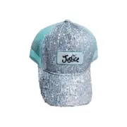 Justice Hat Baseball Sparkly Iridescent NEW Snapback Adjustable Blue Holographic
