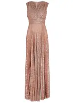 Talbot Runhof Cross-over Metallic-weave Gown - Pink - 40 (UK14 / L) 40 (UK14 / L)