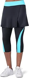 [Turnhier] Damen Leggings Tennis Rock mit Kopfhöreranschluss und Taschen,Tennisröcke Sportskort Laufskort Capris Yoga Leggings mit Röcken Zum Golfen