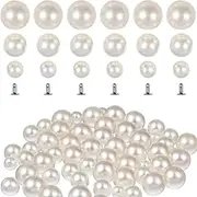 150 PCS Faux Pearls Rivets, Mixed Size Pearl Rivet Studs Buttons Hole Pearl Rivets for DIY Craft Clothes Hats Shoes