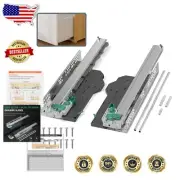 Effortless 16 Inch Drawer Slides - Soft Close & Push Open Upgrade for Furniture
