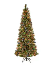 National Tree Company 7' Glistening Pine Pencil Slim Hinged Tree
